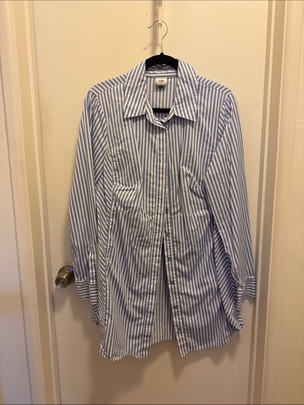 CAbi Blue and White Striped Button-Down Shirt